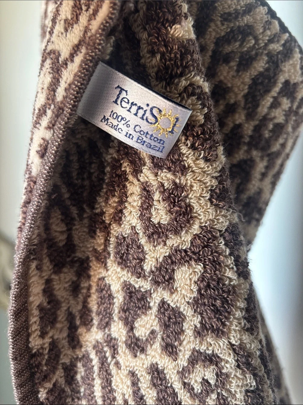 Vintage TerriSol Leopard Print Bath Towel 100% Cotton Made in Brazil